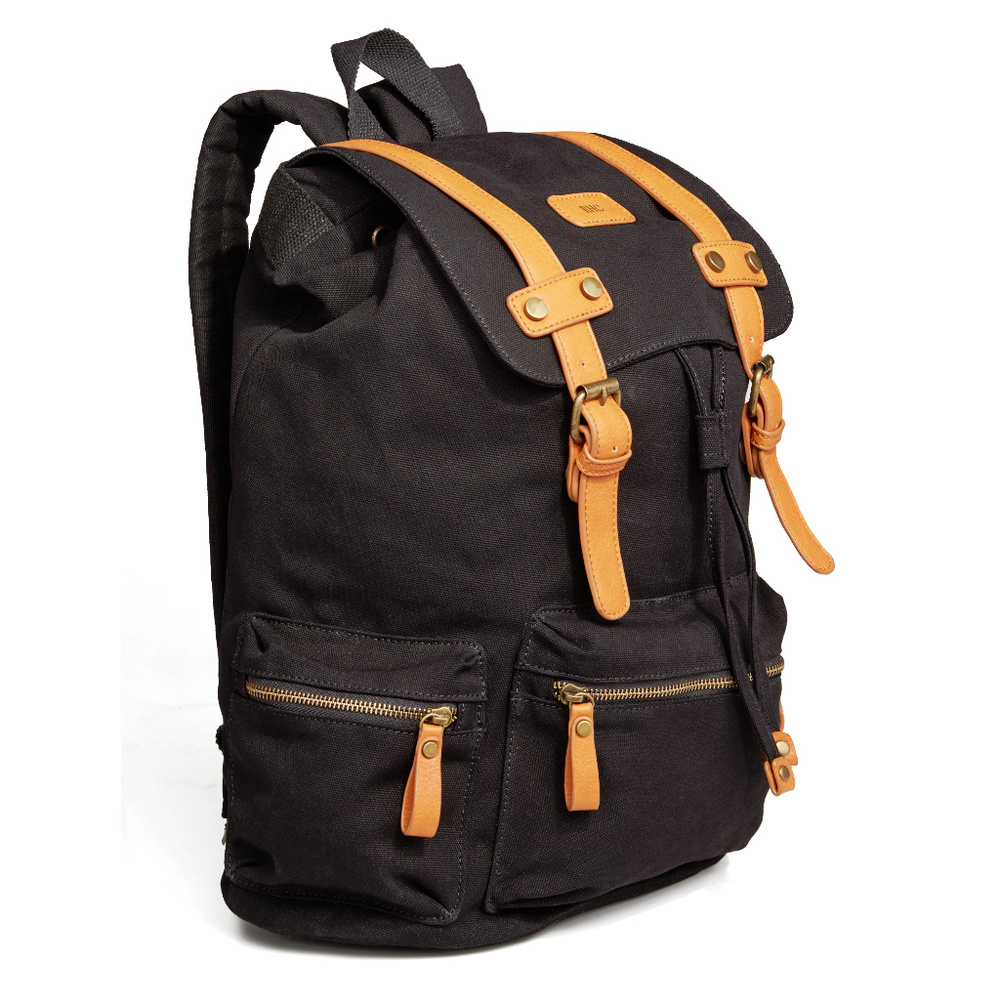 Monogrammed Black Canvas Hiker Backpack